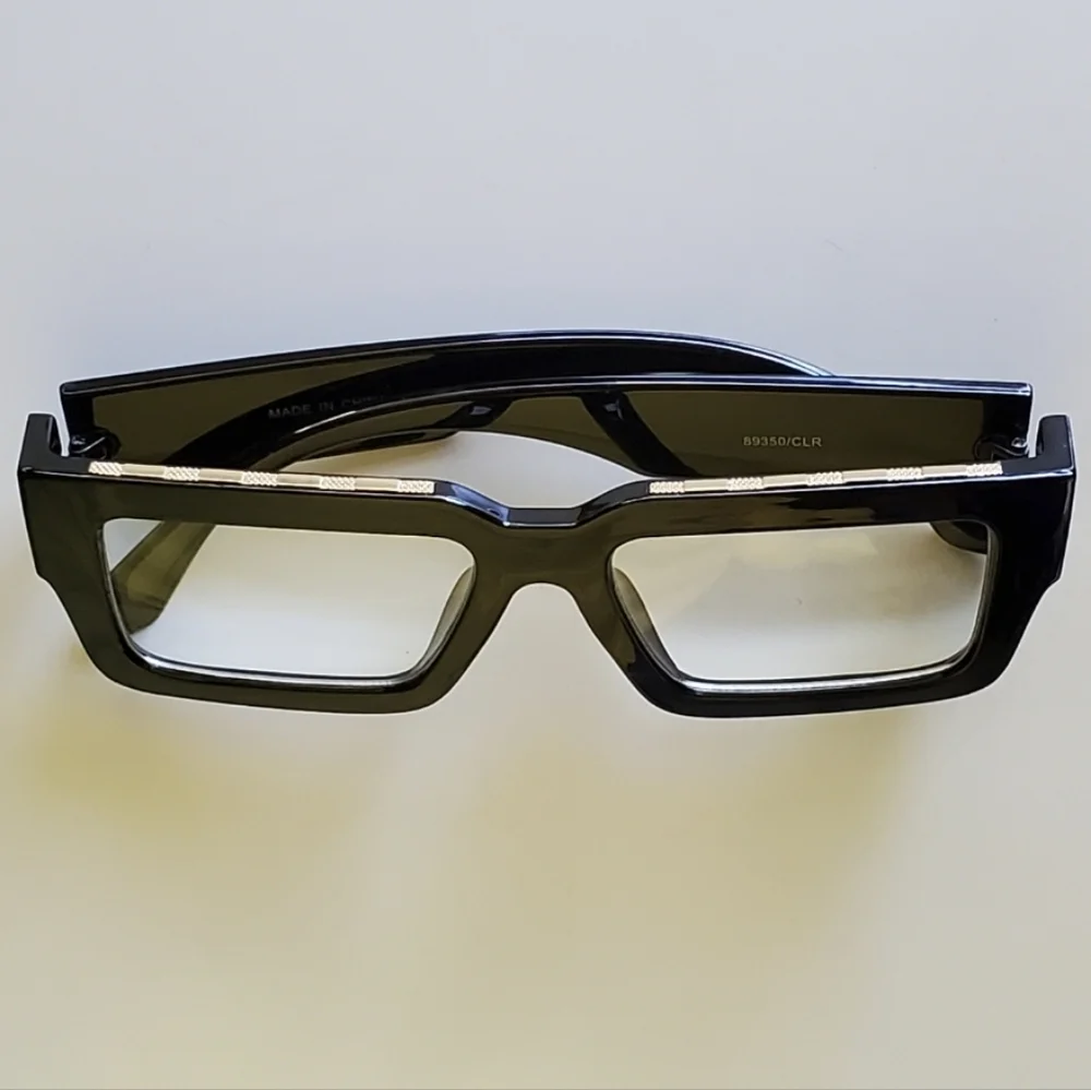 Black Glasses with Gold Accents